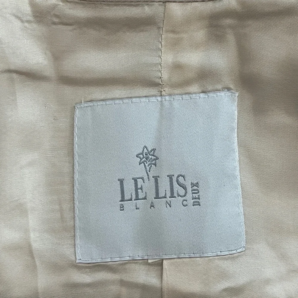 Le Lis Blanc Deux Womens Linen Blend Off White 3/4 Sleeve Lightweight Jacket Med
